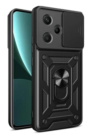 Newface Xiaomi Redmi Note 13 Pro Plus Kılıf Pars Lens Yüzüklü Silikon - Siyah