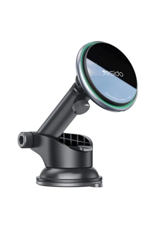 Yesido C132 15W Kablosuz Şarjlı Mıknatıslı Vantuzlu Ayarlanabilir Magsafe Araç Tutucu - Siyah