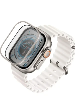 Uniq Watch Ultra 49mm Optix Duo Pro Anti Reflective Camlı Çelik Kasa Koruyucu - Gümüş