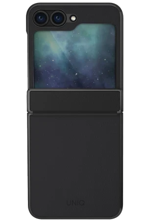 Uniq Samsung Galaxy Z Flip 6 Ora Katlanabilir Deri Kapak - Siyah
