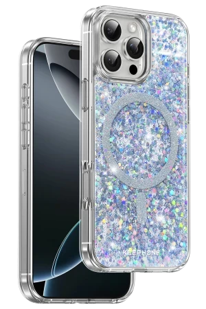 Keephone iPhone 16 Pro Max Interstellar Glitter Magsafe Kılıf - Mavi