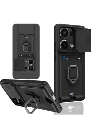 Newface Xiaomi Redmi Note 13 Pro 5G Kılıf Zuma Kartvizitli Yüzüklü Silikon - Siyah