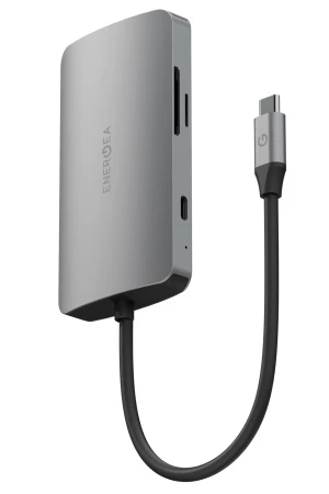 Energea AluHub HD Pro 2 100W Type-C PD Şarj Destekli 8in1 4K Hub Dönüştürücü - Koyu Gri