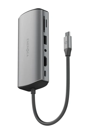 Energea AluHub Max 100W Type-C PD Şarj Destekli 11in1 4K Hub Dönüştürücü - Koyu Gri