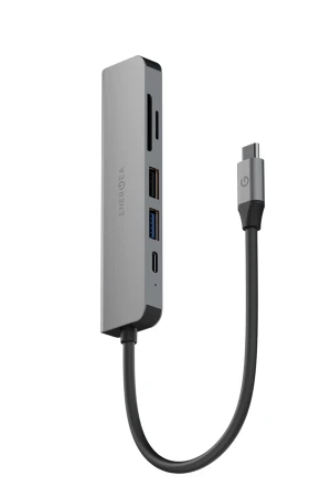 Energea AluHub HD3 60W Type-C PD Şarj Destekli 6in1 4K Hub Dönüştürücü - Koyu Gri