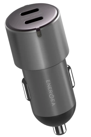 Energea AluDrive D60 66W 2 Adet 33W Type-C Çıkışlı Alüminyum Araç İçi Şarj Aleti - Koyu Gri
