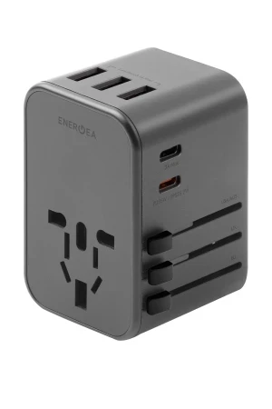 Energea TravelWorld 35 Universal 1 Adet 35W Type-C 1 Adet 15W Type-C ve 3 Adet 12W USB Çıkışlı PD Hızlı Şarj Aleti - Koyu Gri