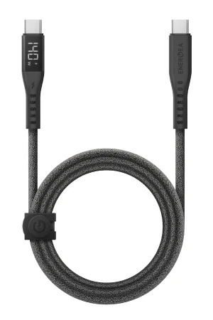 Energea Flow 1.5M 240W Dijital Göstergeli Type-C to Type-C PD Hızlı Şarj Kablo - Siyah