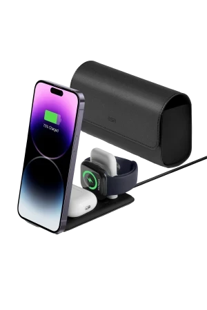 ESR HaloLock 3in1 20W PD Type-C Çıkışlı ve Saat ile Airpods İçin Kablosuz Şarj Destekli Şarj Seti - Siyah