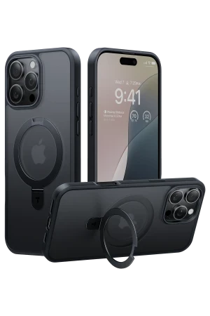 Torras Apple iPhone 16 Pro Max O Stand Serisi Magsafe Kılıf - Siyah