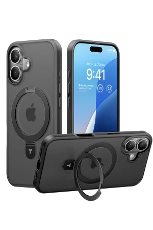 Torras Apple iPhone 16 O Stand Serisi Magsafe Kılıf - Siyah